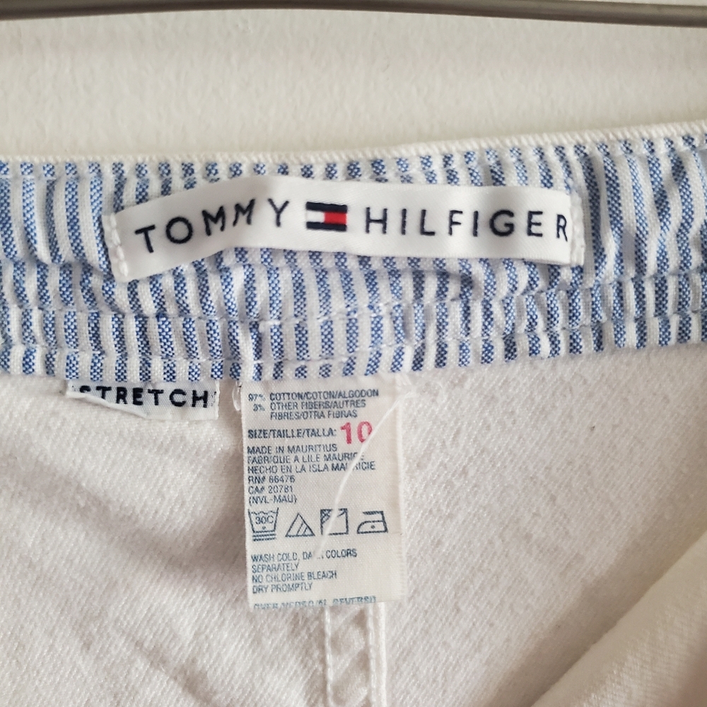 VTG Y2k Tommy Hilfiger White Denim Skirt Size 10 90s Preppy Coastal Western - Picture 9 of 13